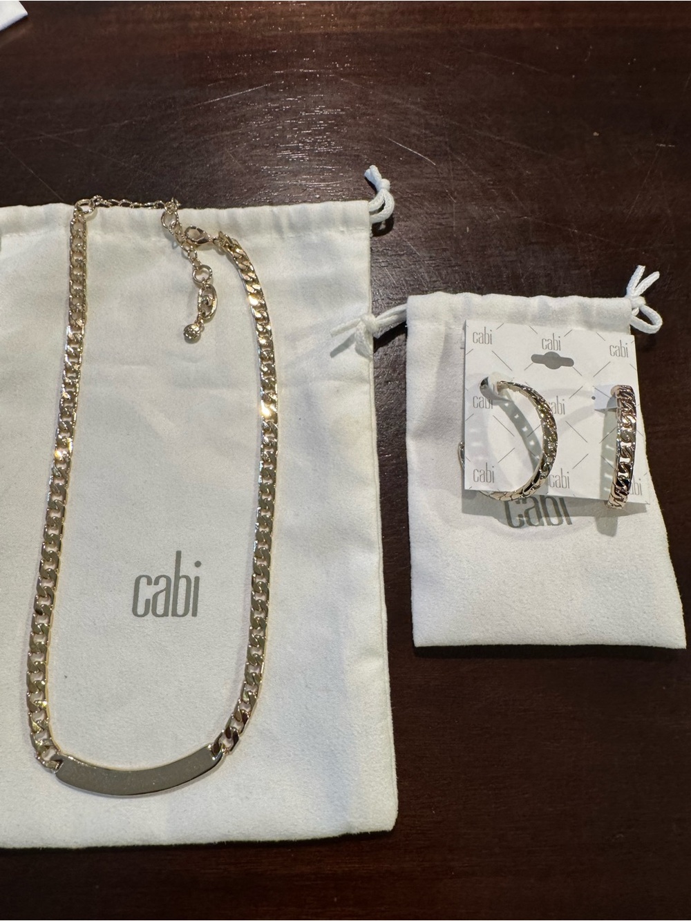 CAbi Gold-Tone Chain Link Hoop Earrings